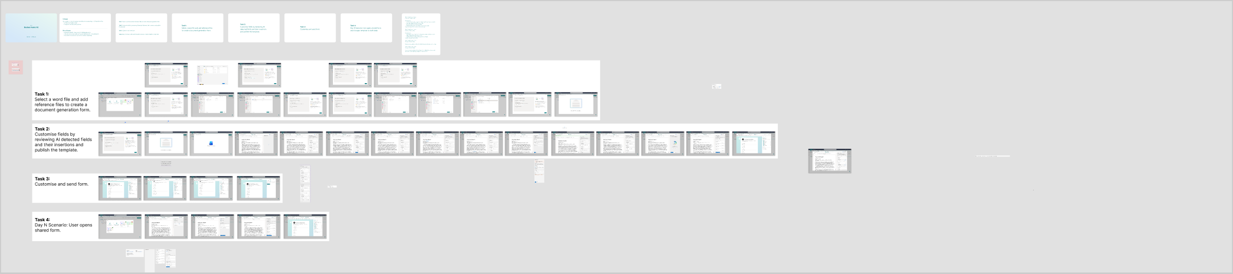DocGen Forms feature surface from Figma showing MVP to GA scope